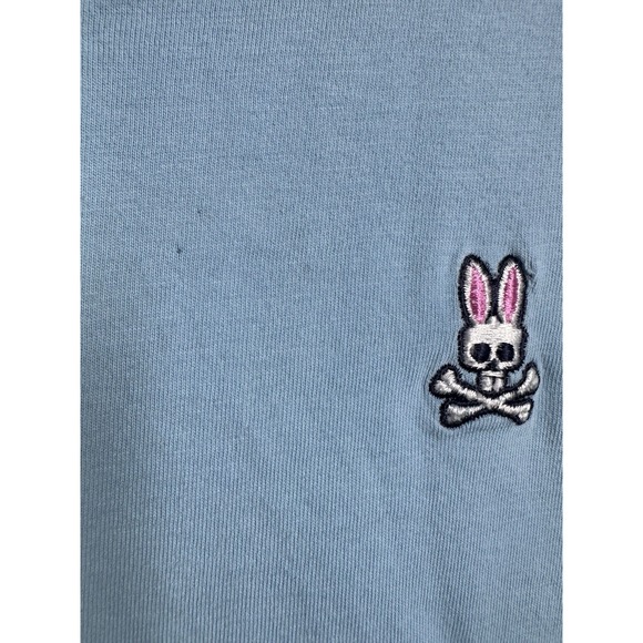 Psycho Bunny Boys Sz XL 18/20 Blue T-Shirt Embroidered Logo V-Neck Pima STAIN - Picture 4 of 6